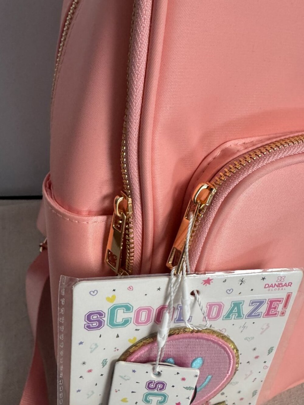 Danbar Global Scool Daze Coral Peach Pink Backpack Bag with Stickers / Patches